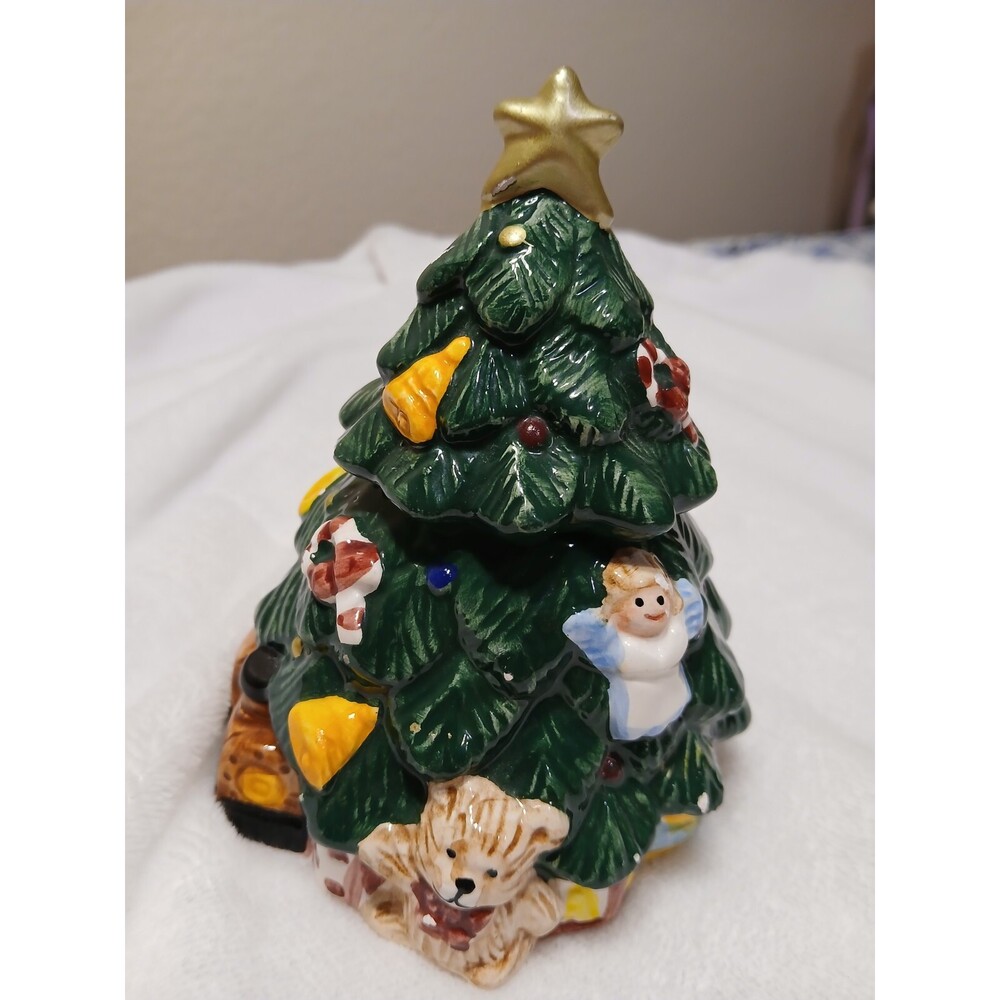 Vtg Mini Christmas Tree Trinket Box 5.5" Signed Jay 1995 READ